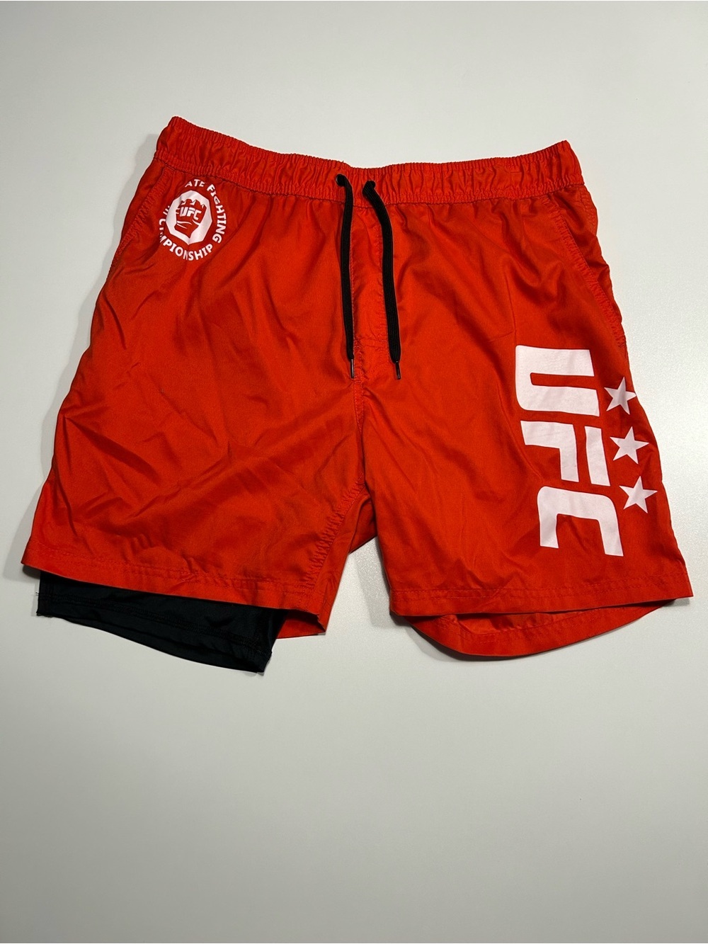 UFC Ultimate Fighting Championship Red 2-in-1 Built-In Compression Liner Shorts
